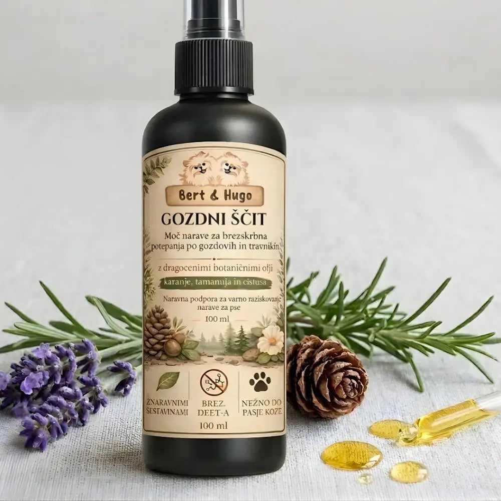 Gozdni Ščit Bert & Hugo - Naravni zaščitni sprej za pse (100 ml)