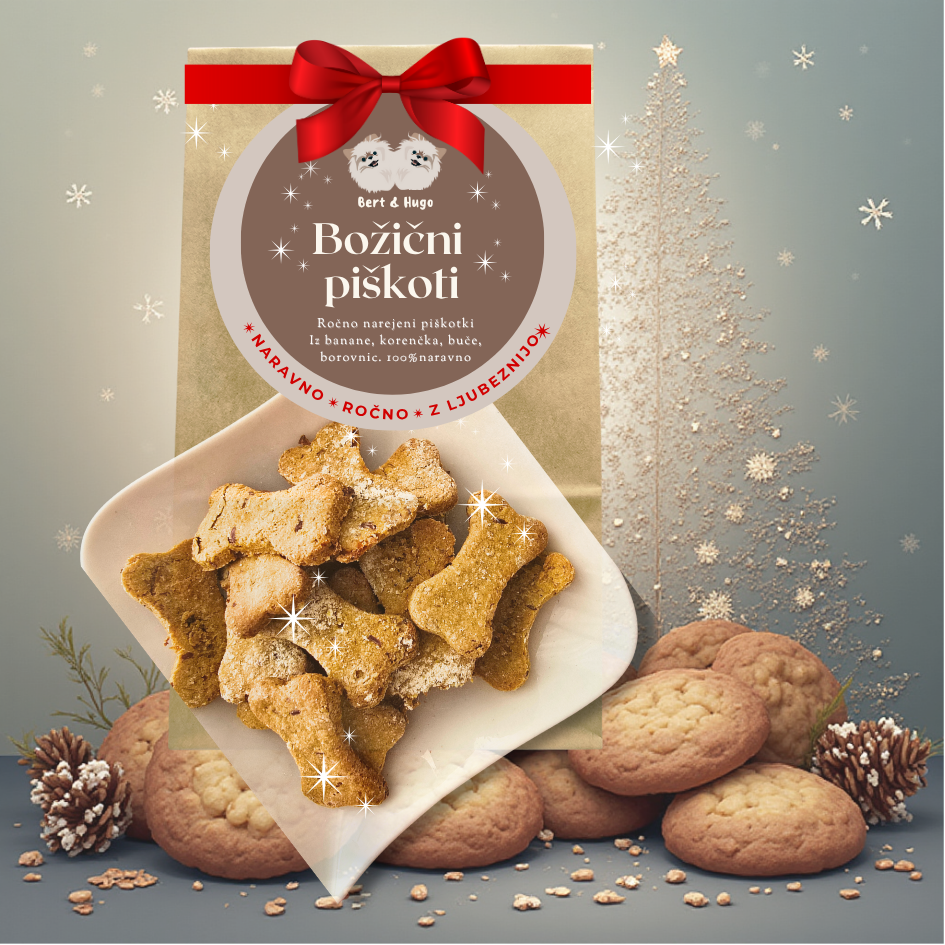 Božični piškoti za pse – Bert &amp; Hugo