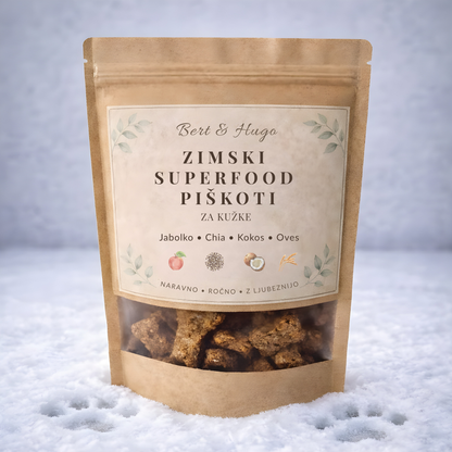 Zimski set Bert &amp; Hugo: Objem za tačke + Zimski superfood  piškoti