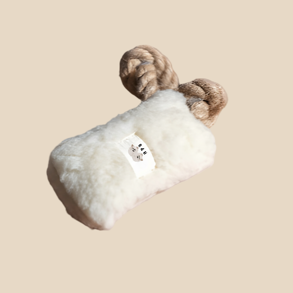 Naravna igrača za vlečenje iz ovčje kože – moč, ki povezuje (bela)